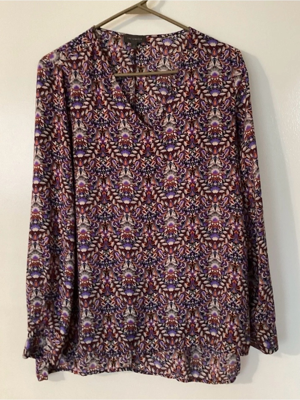 The Limited Purple Multicolor Floral-Print V-Neck Blouse